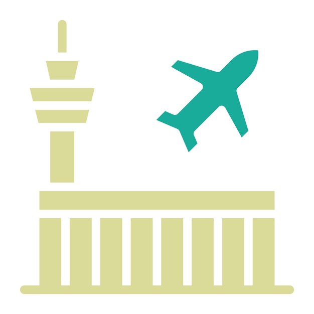 Ilustración del icono vectorial del aeropuerto del conjunto de iconos de inmigración