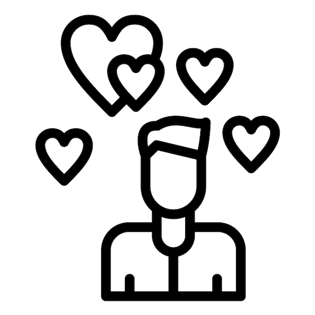 Ilustración del icono vectorial de afecto del conjunto de iconos de amistad