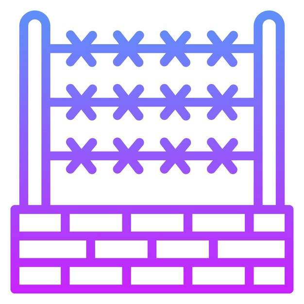 Ilustración del icono vectorial de alambre de púas del conjunto de iconos militares