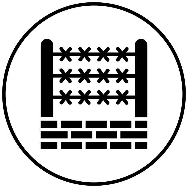Ilustración del icono vectorial de alambre de púas del conjunto de iconos militares