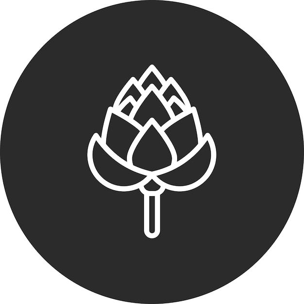 Ilustración del icono vectorial de alcachofa del conjunto de iconos de frutas y verduras