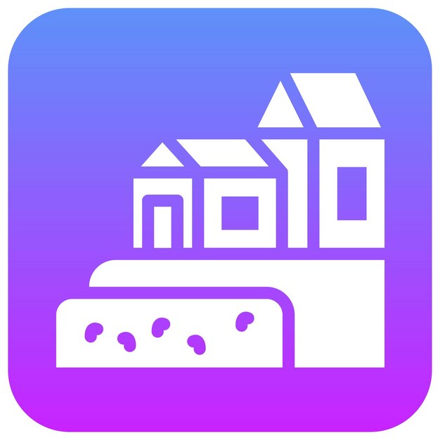 Ilustración del icono vectorial de la aldea costera del iconset de la línea costera
