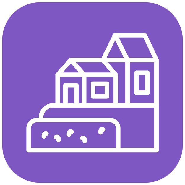 Ilustración del icono vectorial de la aldea costera del iconset de la línea costera