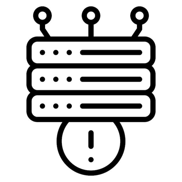 Ilustración del icono vectorial de alerta de la base de datos del conjunto de iconos de alojamiento web