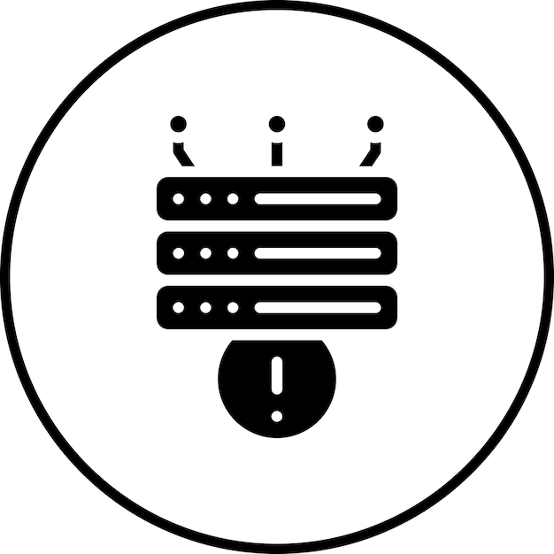 Ilustración del icono vectorial de alerta de la base de datos del conjunto de iconos de alojamiento web