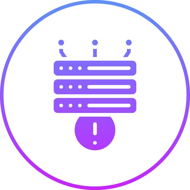Ilustración del icono vectorial de alerta de la base de datos del conjunto de iconos de alojamiento web