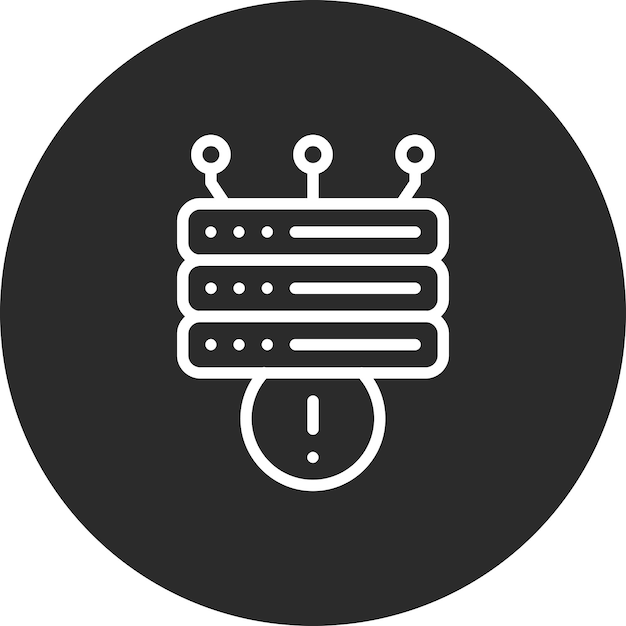 Ilustración del icono vectorial de alerta de la base de datos del conjunto de iconos de alojamiento web