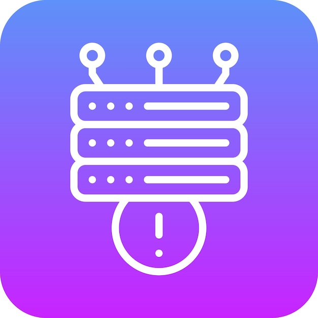 Ilustración del icono vectorial de alerta de la base de datos del conjunto de iconos de alojamiento web
