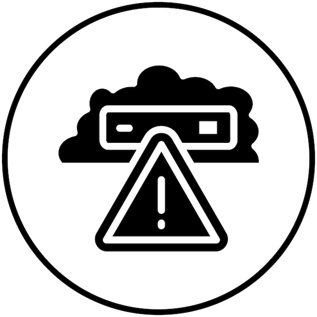 Ilustración del icono vectorial de alerta de nube del conjunto de iconos de computación en nube