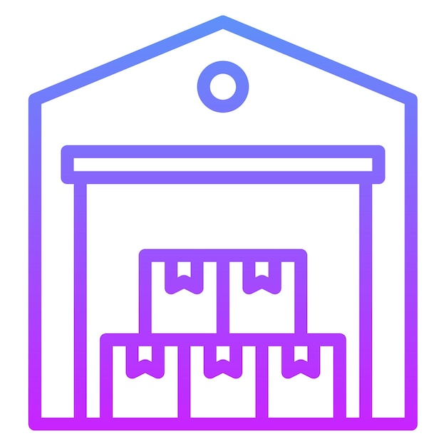 Ilustración del icono vectorial del almacén del conjunto de iconos de procesos industriales