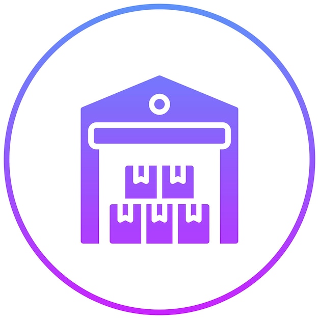 Ilustración del icono vectorial del almacén del conjunto de iconos de procesos industriales
