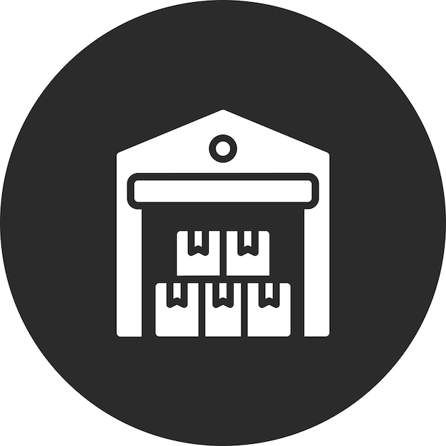Ilustración del icono vectorial del almacén del conjunto de iconos de procesos industriales
