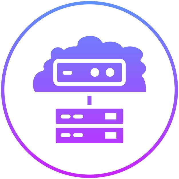 Ilustración del icono vectorial de almacenamiento en la nube del conjunto de iconos de computación en la nube