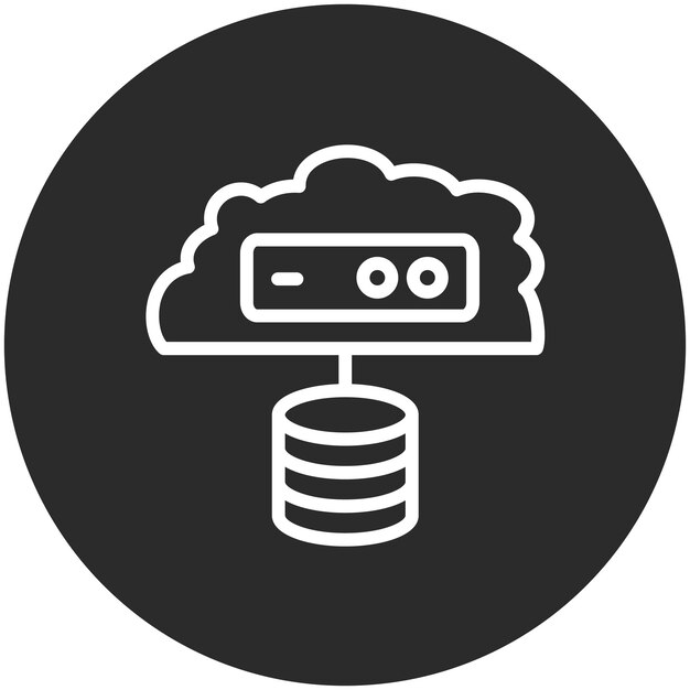 Ilustración del icono vectorial de almacenamiento en la nube del conjunto de iconos de computación en la nube