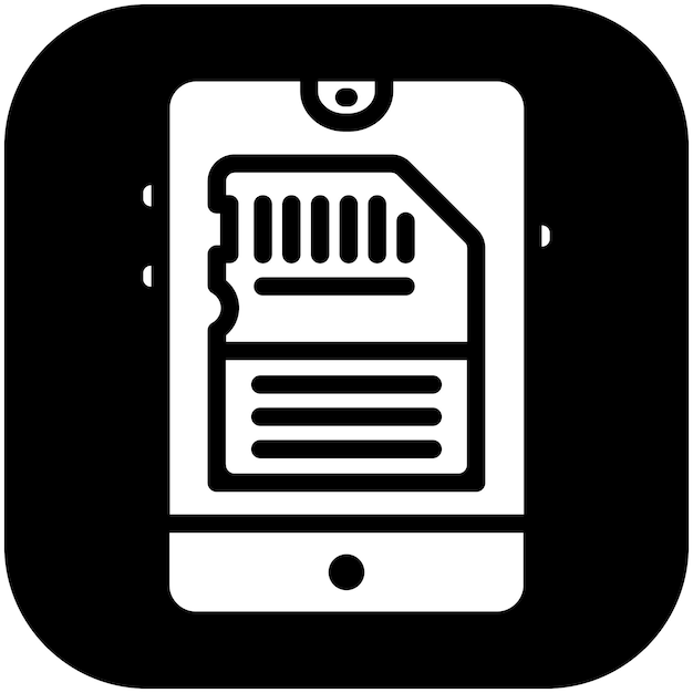 Ilustración del icono vectorial de almacenamiento SD del icono de la interfaz de usuario móvil