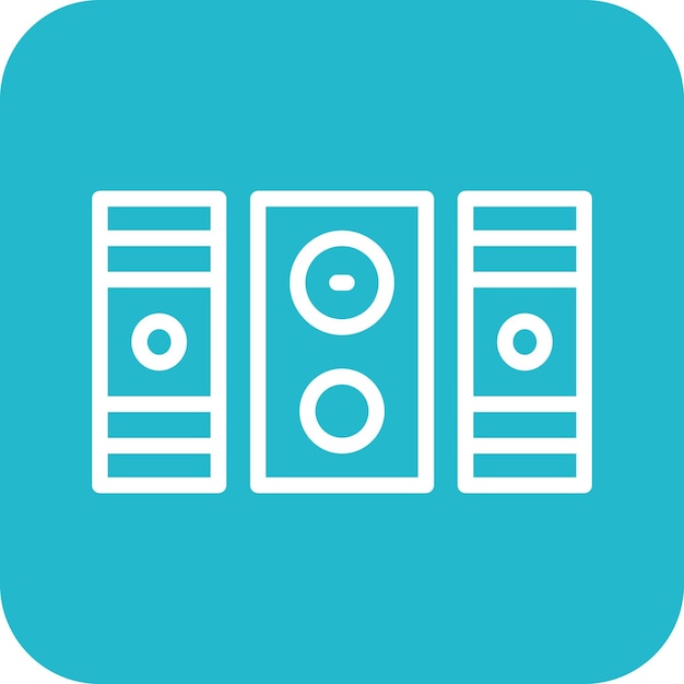 Ilustración del icono vectorial de los altavoces del conjunto de iconos de computadora y hardware