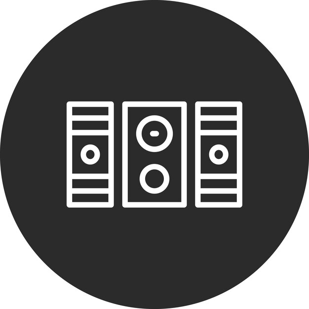 Ilustración del icono vectorial de los altavoces del conjunto de iconos de computadora y hardware