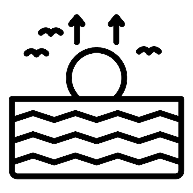 Ilustración del icono vectorial del amanecer del icono de la línea costera