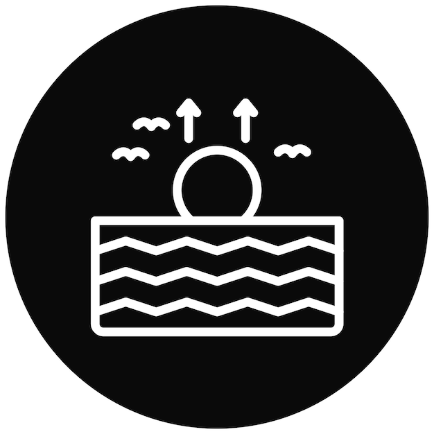 Ilustración del icono vectorial del amanecer del icono de la línea costera
