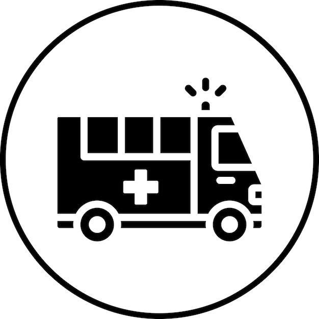 Ilustración del icono vectorial de la ambulancia del conjunto de iconos de medicina