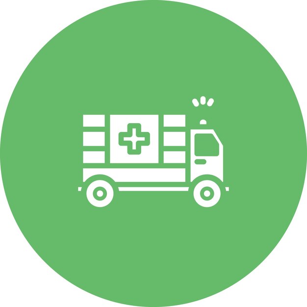 Ilustración del icono vectorial de la ambulancia del conjunto de iconos de transporte