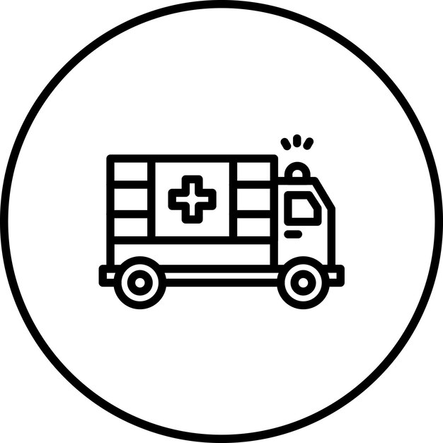 Ilustración del icono vectorial de la ambulancia del conjunto de iconos de transporte