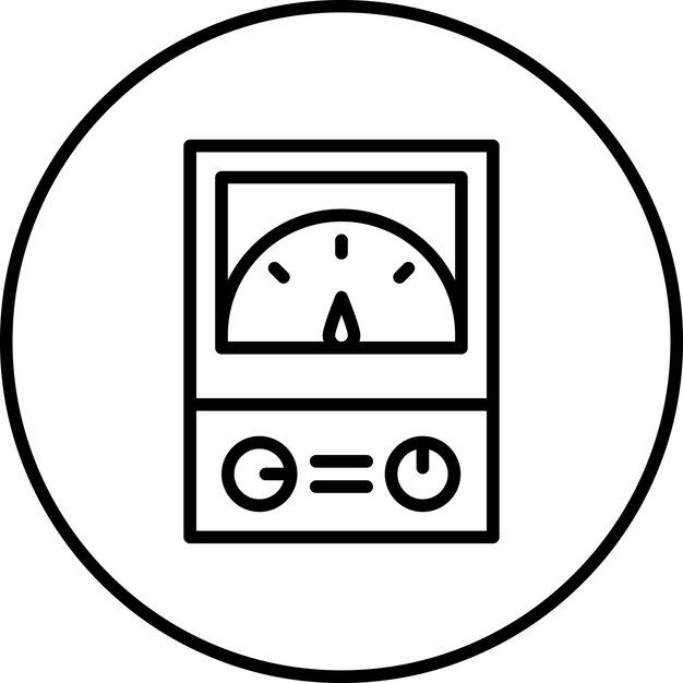 Ilustración del icono vectorial del amperímetro del conjunto de iconos del proceso industrial