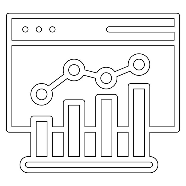 Ilustración del icono vectorial de análisis del sitio web del conjunto de iconos de banca y finanzas