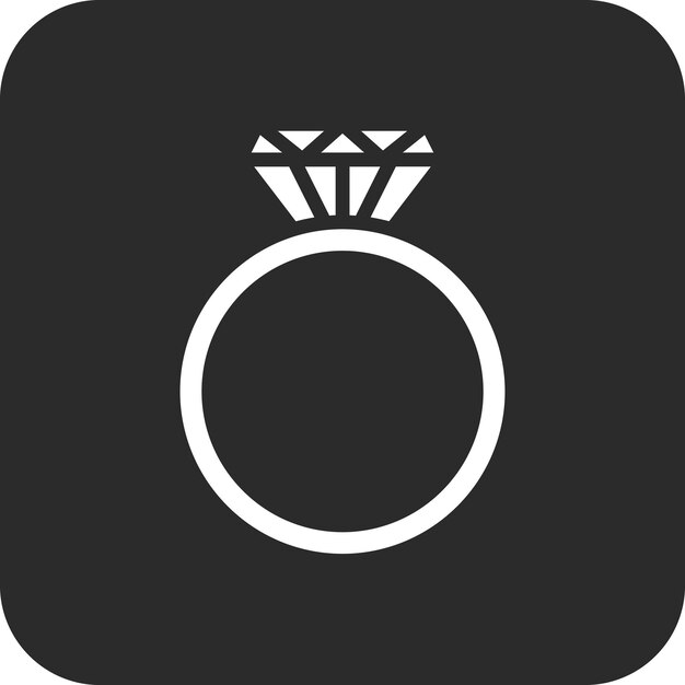 Ilustración del icono vectorial del anillo de diamante del conjunto de iconos de cumpleaños
