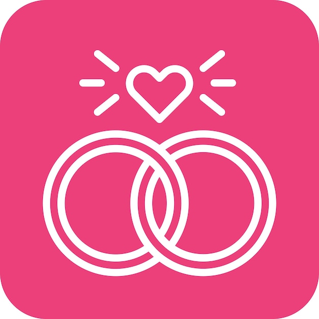 Ilustración del icono vectorial de los anillos de bodas del conjunto de iconos de bodas