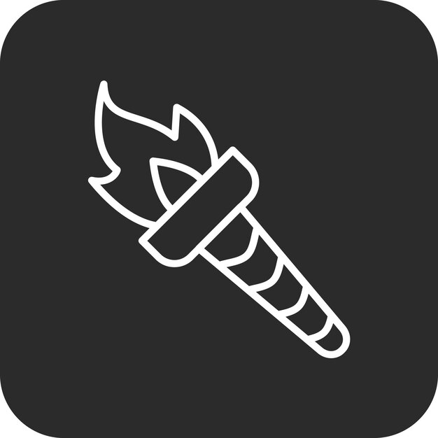 Ilustración del icono vectorial de la antorcha de fuego de un conjunto de iconos medievales