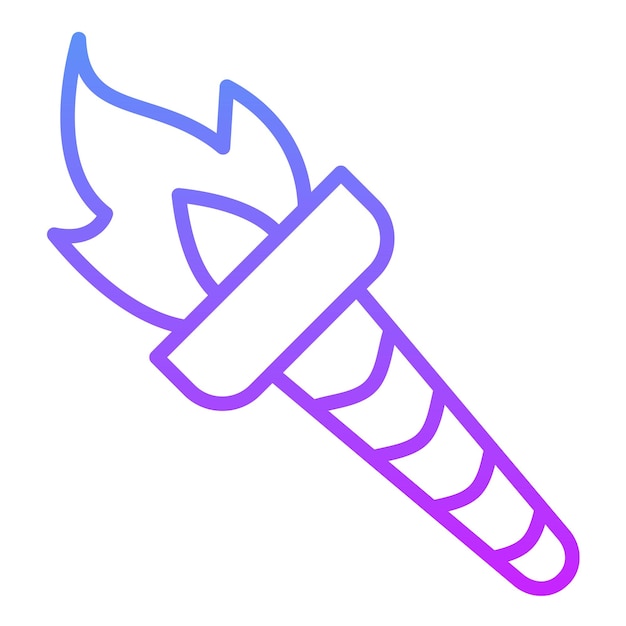 Ilustración del icono vectorial de la antorcha de fuego de un conjunto de iconos medievales