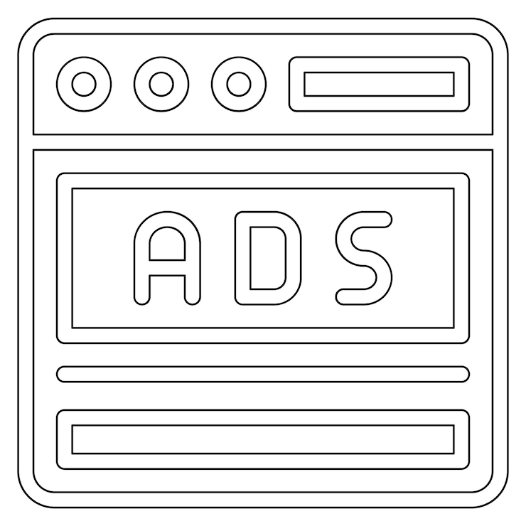 Vector ilustración del icono vectorial de anuncios en línea del conjunto de iconos de codificación y desarrollo