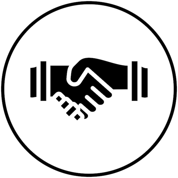 Ilustración del icono vectorial del apretón de manos del conjunto de iconos de eventos de premios