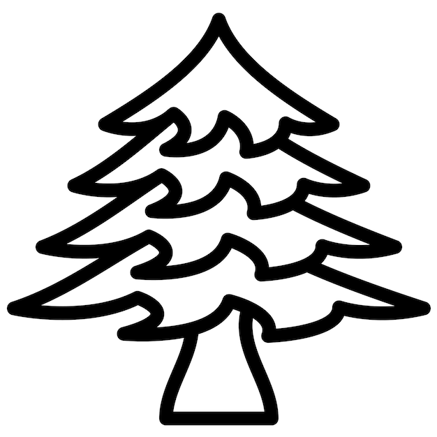 Ilustración del icono vectorial de árbol de hoja perenne del conjunto de iconos estacionales