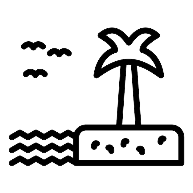 Ilustración del icono vectorial del árbol de palma del conjunto de iconos de Coastline
