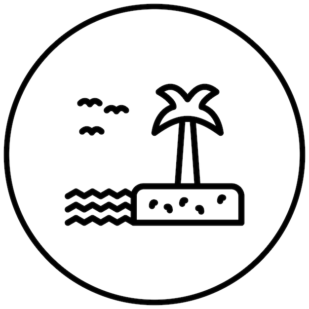 Ilustración del icono vectorial del árbol de palma del conjunto de iconos de Coastline