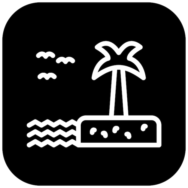 Ilustración del icono vectorial del árbol de palma del conjunto de iconos de Coastline