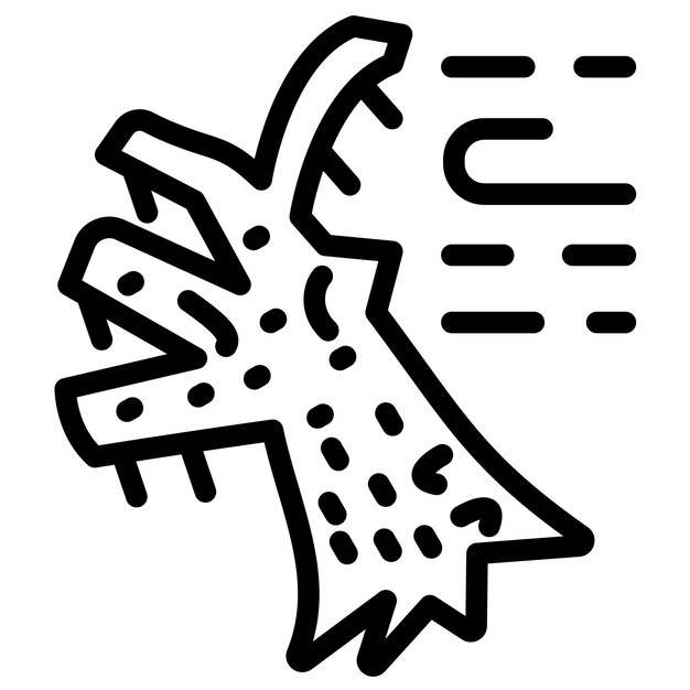 Ilustración del icono vectorial del árbol roto del conjunto de iconos de desastres naturales