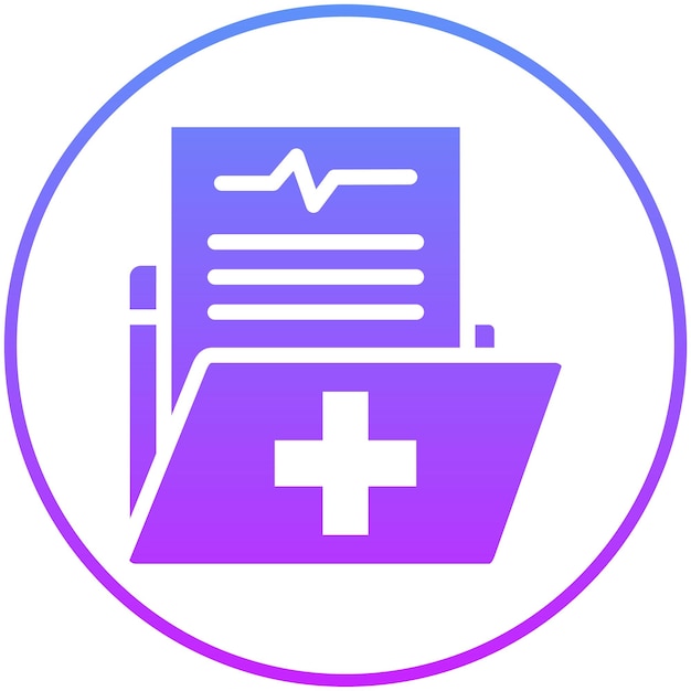 Ilustración del icono vectorial del archivo médico del conjunto de iconos de chequeo de salud
