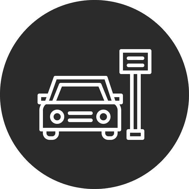 Ilustración del icono vectorial del área de estacionamiento del conjunto de iconos de servicios hoteleros