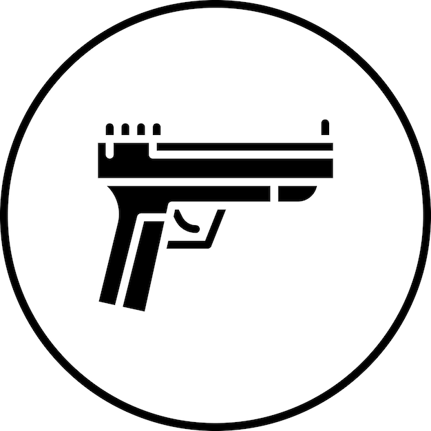 Ilustración del icono vectorial del arma del conjunto de iconos de Crimen y Ley