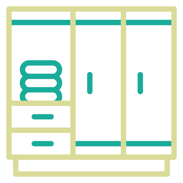 Ilustración del icono vectorial del armario del conjunto de iconos de artículos para el hogar