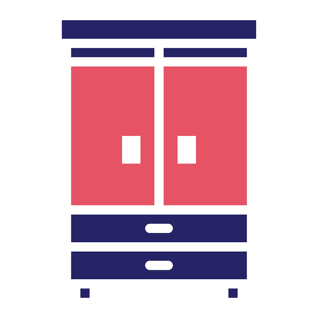 Ilustración del icono vectorial del armario del conjunto de iconos interiores