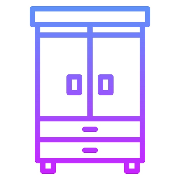 Ilustración del icono vectorial del armario del conjunto de iconos interiores