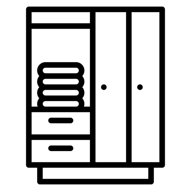 Ilustración del icono vectorial del armario del conjunto de iconos de ropa