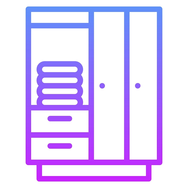 Ilustración del icono vectorial del armario del conjunto de iconos de ropa