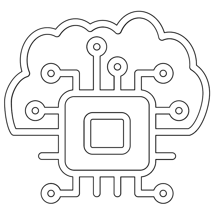 Vector ilustración del icono vectorial de la arquitectura basada en la nube del conjunto de iconos de análisis de datos