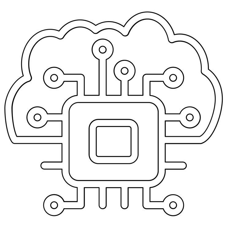 Vector ilustración del icono vectorial de la arquitectura basada en la nube del conjunto de iconos de análisis de datos