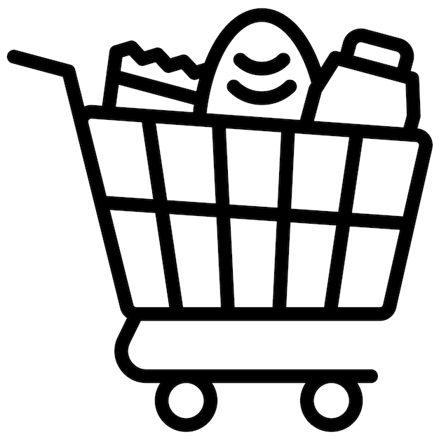 Ilustración del icono vectorial de artículos de compras del conjunto de iconos de Economía Empresarial